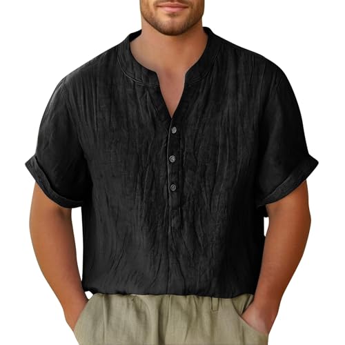 Ofertas Flash de Verano Deportivas Basicas Oversize Manga Corta Cuello Panadero Camisetas Gym Hombre Lisas Camiseta Marca Running Deporte Ropa Hombre Verano Negro Henley Oversized Tshirt Negro XL