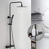 【Ducha Lluvia Cuadrada 】🛁Ducha fija más grande (250x190 mm), patrón de rociado suave para bañar fácilmente cada centímetro del cuerpo. El cabezal de ducha cuadrado se puede girar 360 ° y el ángulo de rotación máximo es de ± 15 °. Se puede ajustar según los hábitos de baño.