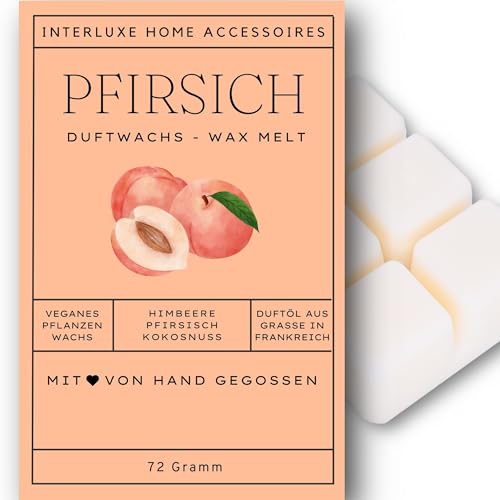 Interluxe Duftmelt Wachsmelt Duftwachs Pfrisich Peach duftendes Wachs Duft Melt duftend Waxmelt 100% pflanzlich Duftwachswürfel Wachs mit Duftöl Melts
