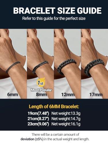 Image of PROSTEEL Bracelets for Men Cuban Link Mens Bracelet Stainless Steel, 14K Gold Plated /Silver /Black, 6 /8 /12 /17mm Width, 7.5 inch /8.3 inch /9 inch Length with Gift Box