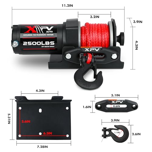 Xpv Auto USAM-XPVEW011 2500Lbs Electric Winch 12V Synthetic Rope Nylon Towing Winches For Atv Utv Boat Trailer thumb #4