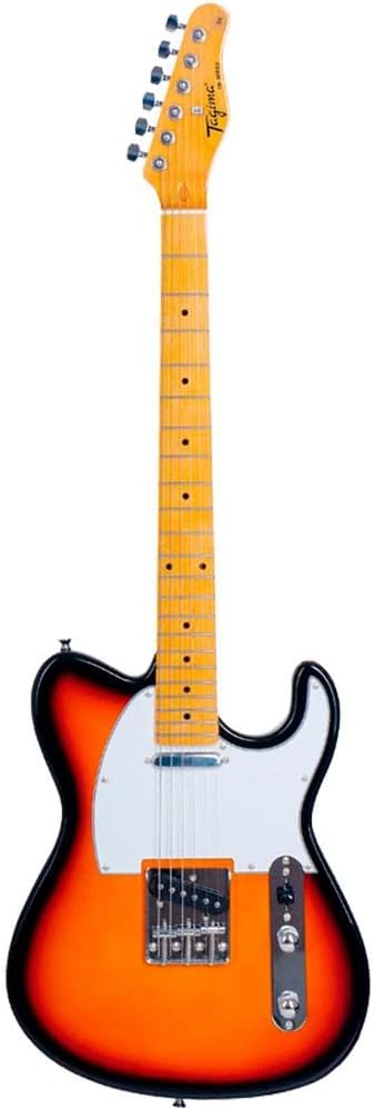 Guitarra elétrica Tagima TW-55 Sunburst vista frontal com detalhes cromados e logo Tagima
