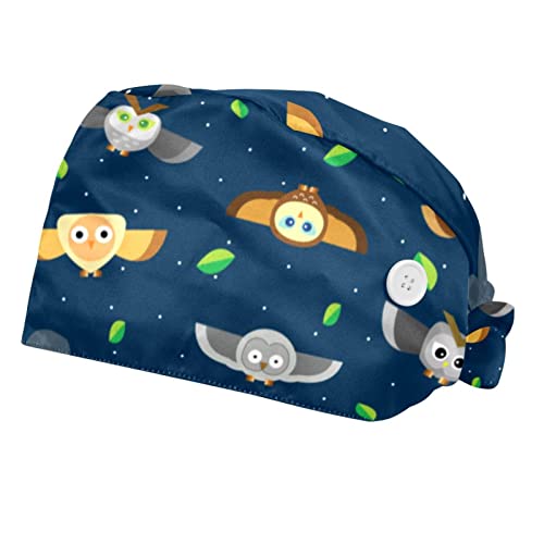 Chapeaux bouffants JDEZ pour la cuisine et les soins motif hiboux confort