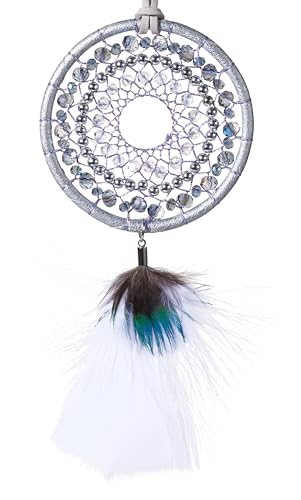 Ice Blue Dream Catchers - Turkey Feather and Peacock Feather, Handmade Small Dreamcatcher for Bedroom, Dream Catcher for Girls, Dream Catchers for Boys, Dream Catcher Wall Decor