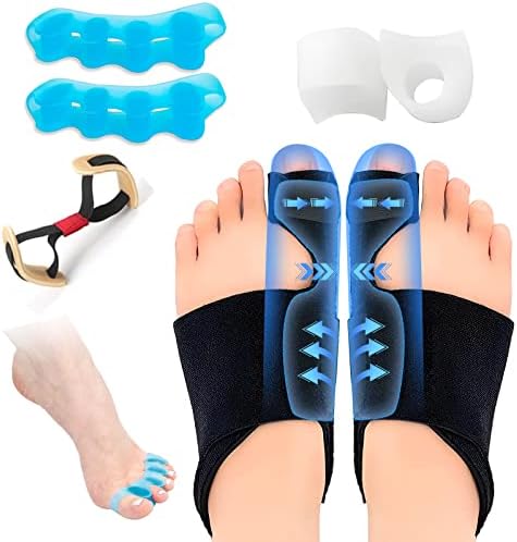 Drucixy Bunion Corrector for Women and Men-Effective & Comfortable Toe Separators to Correct Bunions,（7pcs ） Big Toe Separator, Spacers and Straighteners, Exercise Strap for Hallux Valgus Correction