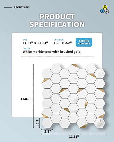 Art3d 10-Sheet Peel and Stick Backsplash for Kitchen Décor, Self-Adhesive Tile Hexagon Mosaic Tiles