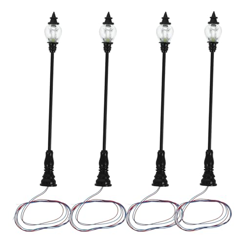 HOMOBABE 4個 ミニチュア街灯模型 製 耐久性 ミニハウス用 ミニ景観ライト ドールハウス装飾 小型屋外ライト 砂場模型用