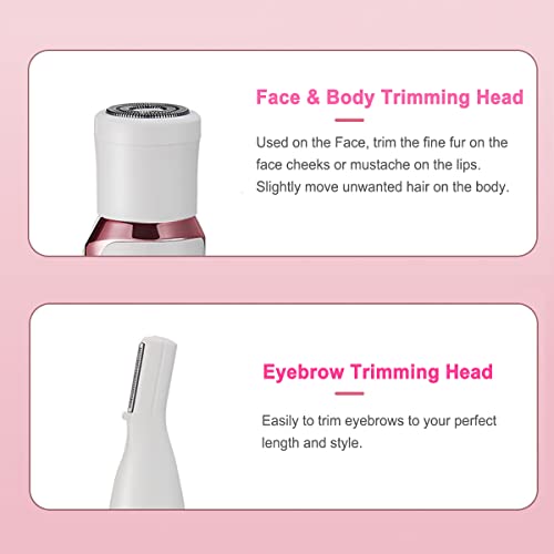 Image of 4-in-1 Electric Razor, Women Shaver for Nose Face Eyebrow Bikini Leg | Nose Hair Trimmer for Women, Painless Hair Removal for Facial Armpit Mustache Arm Pubic, Lady Flawless Body Shaver for Travel