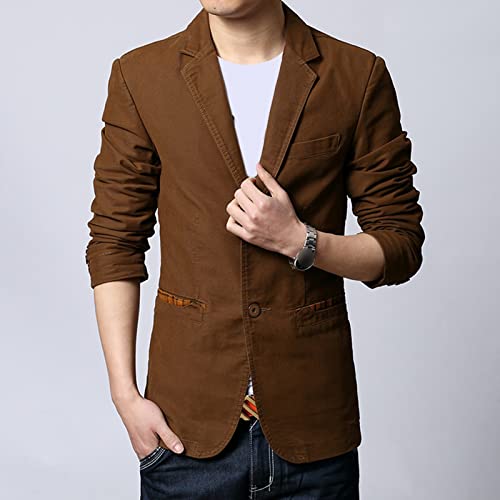 Men's 2 Buttons Casual Sport Coats Lightweight Single Breasted Slim Fit Suit Blazer Cotton Formal Dress Jackets3