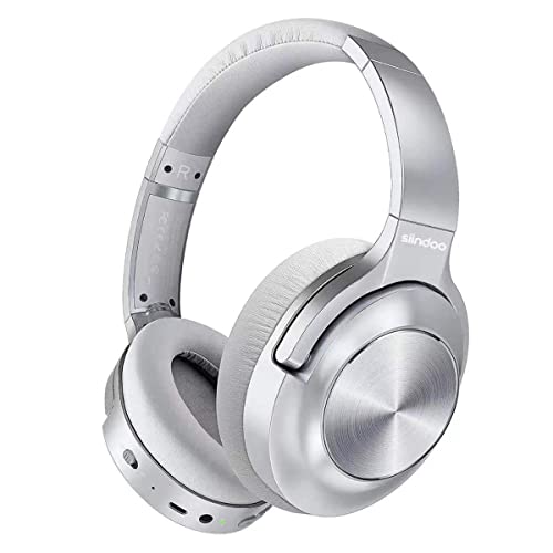 Siindoo Active Noise Cancelling Headphones, Wireless Over Ear Bluetooth Headphones with Microphone, HiFi Audio,40H Playtime, Deep Bass for PC TV, for Home, Work, Travel