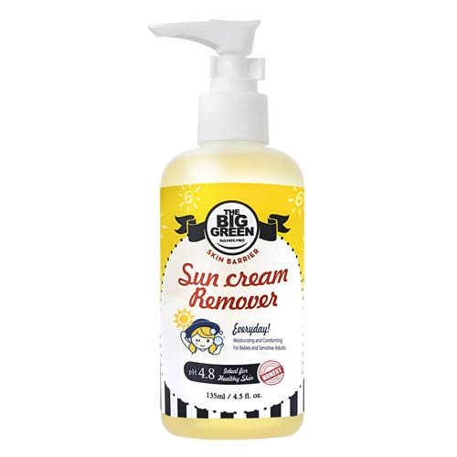 Big Green Everyday Sun Cream Remover 4.5 fl oz.-Natural-Plant Based Cleanser-No Sulfate-Gentle-Deep Cleansing-Face-Hydrating-Calming-All Skin Types-Baby- Sensitive Adults