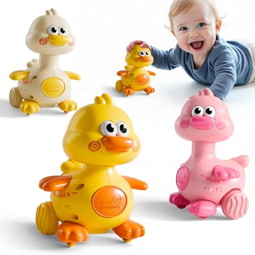 iPlay iLearn Baby Press to Go Duck Car Toys Racing Cars for Toddlers 1-3