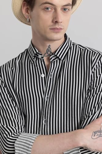 Image of U TURN Men's Cotton Casual Printed Striped Stylish Shirt for Men