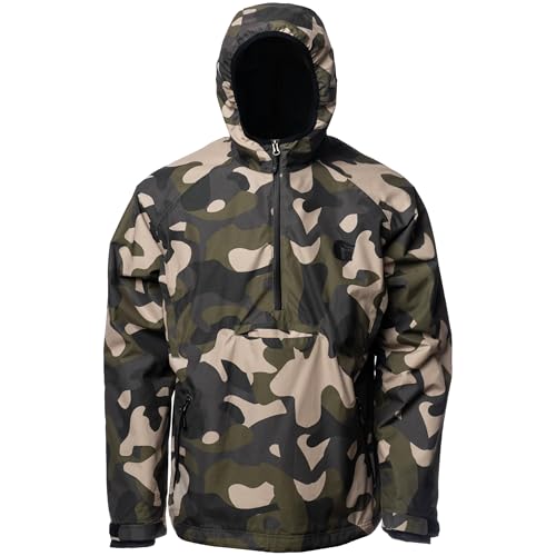 Gator Waders Mens 1/2 Zip Bog Hoodie - Windproof Waterproof Rain Resistant Duck Deer Turkey Hunting Camo Jacket & ATV Bogging Offroad Mud Riding Jacket for Waders (X-Large, Woodland)