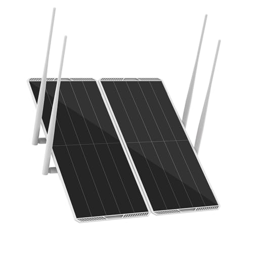 30W Solar WiFi Extender Dual Band 5.8G/2.4G Solar WiFi Extender Signal Booster for Yard Farm Office Solar Powered WiFi Repeater 111Wh Battery 1200Mbps Coverage IP66 Waterproof