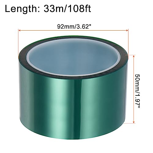 Image of HARFINGTON Heat Tape High Temperature Heat Resistant Tape 50mmx33m(108ft) Sublimation Thermal Heat Transfer Tape for Sublimation Press No Residue, Green