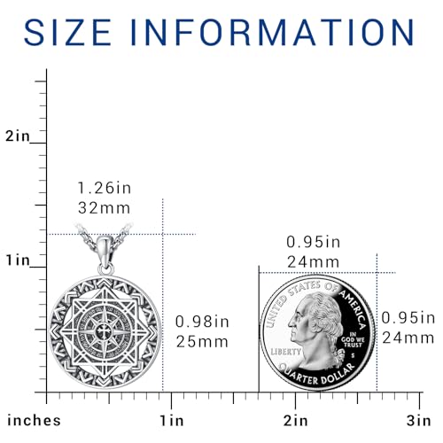 Eusense Compass Necklace for Women Men 925 Sterling Silver Compass Jewelry Compass Pendant Necklace Gifts for Her Him Birthday Anniversary Wedding Lover Graduation Valentine2