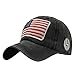 Casquette de baseball en coton lavé brodé drapeau américain - Noir - Medium-X-Large