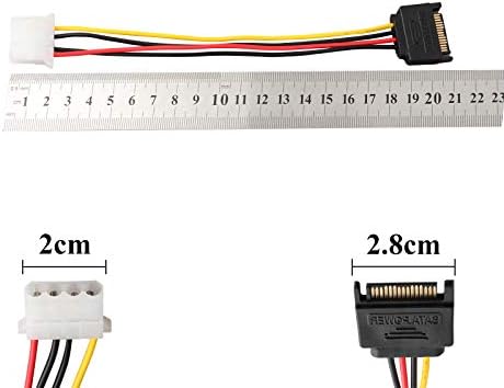ZSHYBER SATA Power Cable Adapter 15 Pin SATA to 4 Pin IDE/Molex Power Cable Connector Adaptor, LP4 Molex Power Y Splitter 1 Male to 3 Female