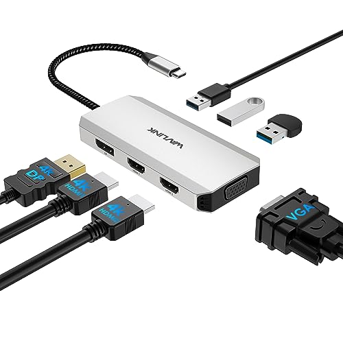 WAVLINK USB C Docking Station Quad Display, 7 in 1 USB C auf Dual HDMI Multiport Adapter mit Dual 4K
