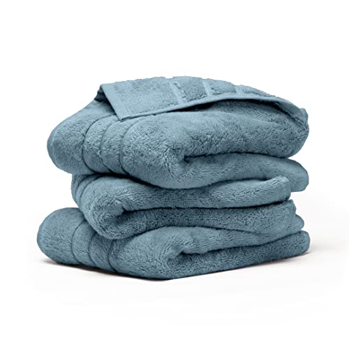 Cariloha 600 Gsm Bamboo-Viscose & Turkish Cotton Hand Towel - Odor Resistant, Highly Absorbent - Includes 3 Hand Towels - Blue Lagoon #TOP19