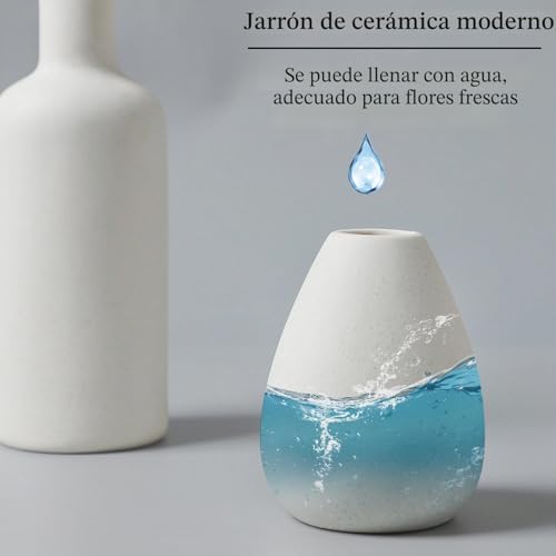 Miniatura 2 de Emabt Jarrón De Cerámica Blanco Set 4 Pequeños Para Flores, Únicos Para Piezas Centrales, Modernos Decorativos Para Decoración Del Hogar Entrada De Mesa Blanco