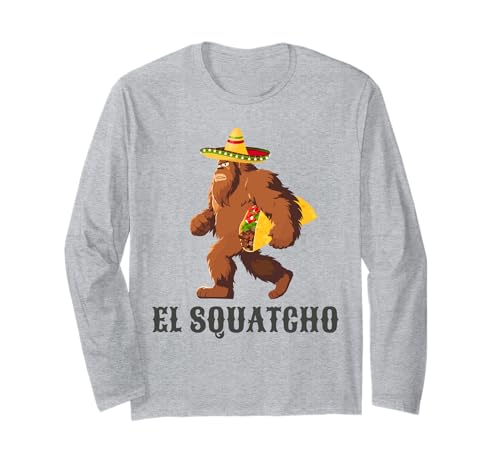 El Squatcho - Bigfoot Trasporto Taco Sombrero Cinco De Mayo Maglia a Manica