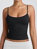 Sukiglam Damska Elegancka Letnia Koszulka Z Regulowanymi Ramiączkami Tank Top Seksowna Z Głębokim Dekoltem Koszulka Z Ramiączkami Y2K Przejściowa Koszulka Z Długimi Rękawami Slim Fit, Czarny, S