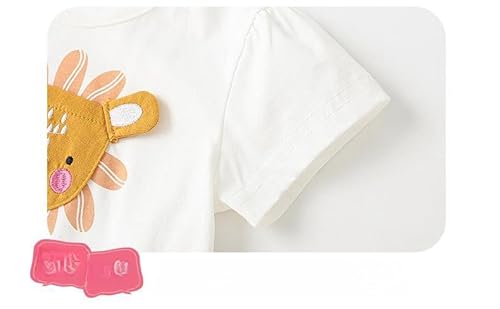Yueary Camiseta infantil de manga curta com gola redonda e bainha com babados para o verão, Branco,