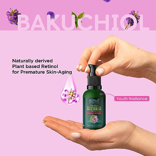 Image of Biofresh Botanicals Bakuchiol Night Face Serum 30ml for Anti-Aging Formula with Retinol to Reduce Fine Lines & Wrinkles for Men & Women for Overnight Renewal and Radiant Skin