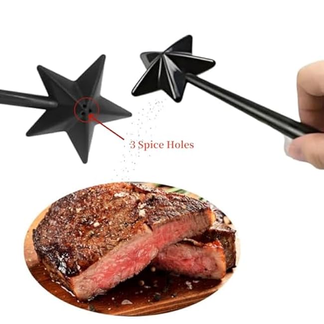 4 Pcs salt and pepper Wand shakers,Three Hole Star Shaped Magic wand salt and pepper shakers,Refillable, Removable, Light, Seasonings Spices Dispenser