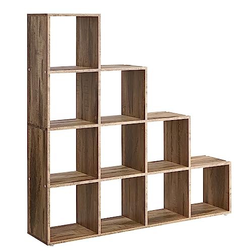 VASAGLE Libreria a 10 Cubi, Scaffale con Scomparti Aperti, Organizzatore per Decorazioni, Cernici per Foto, Piante, Soggiorno Camera da Letto Studio, 29 x 129,5 x 129,5 cm, Marrone Cammello LBC010B50