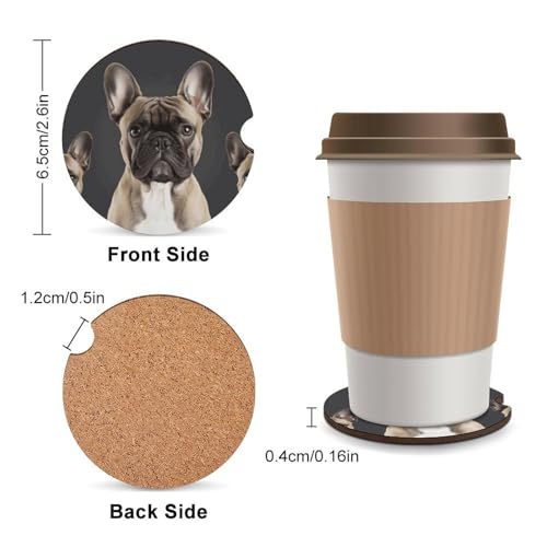 Portavasos para auto French Bulldog 2 piezas miniatura 2