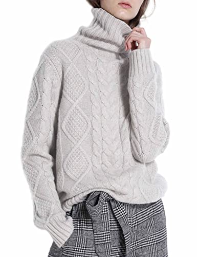 Image of Wool Sweaters Women's Turtleneck Pullover Female Loose Long Sleeve Tops Winter Thick Knitted Jumper