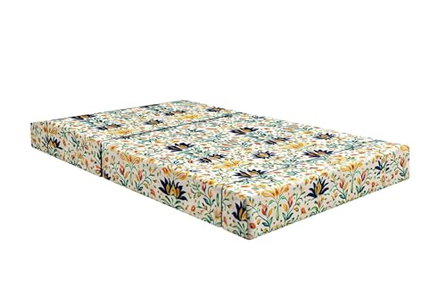 Image of Rosebell 1 Seater Foldable Printed Sofa Cum Bed (3 x 6 Feet) with Washable Cover | Multicolor | Ideal for Living Room, Office
