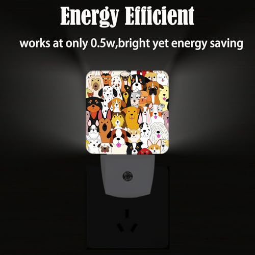 Image of Cute Dog Night Light,Plug Into Wall Decor for Stairway,Hallway,Kitchen,Dusk to Dawn Sensor Nightlights for Boys /Girls /Women /Men Room Gifts