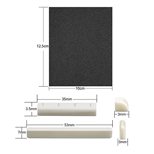 Blisstime 2 Sets Of Bone Saddle And Nut 3 Pcs Sand Paper For Ukulele Made Of Real Bone #TOP5