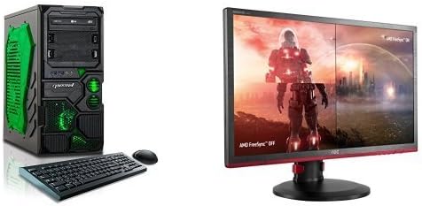 CybertronPC Borg-Q (Green) TGM4213E Gaming PC and AOC G2460PF 24" Free Sync Gaming Monitor Bundle