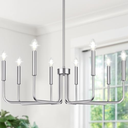8-Light Farmhouse Chandelier in Brushed Nickel