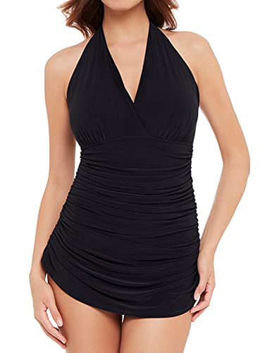 MagicSuit Women's Swimwear DD-Cup Solid Yvonne Tummy Control Halter One Piece Swimdress2
