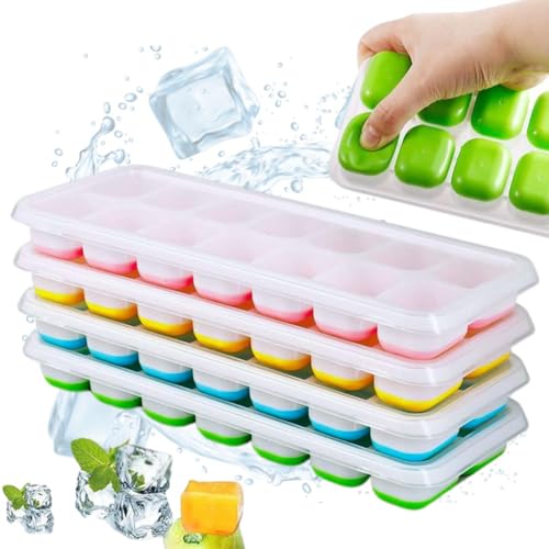 Kit 2 Unidades Forma de Gelo com Tampa Rígida e Fundo Flexível em Silicone, 14 Cavidades, Material A