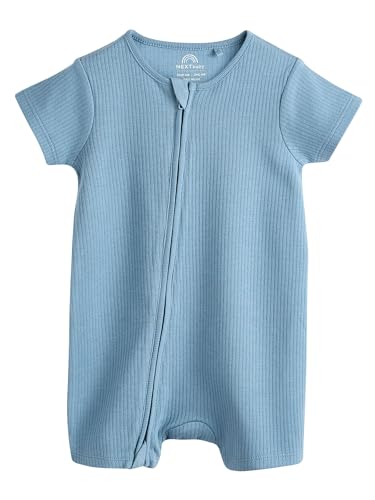 NEXT Babyschlafanzüge aus 100% Baumwolle mit Zweiwege-Reißverschluss, 3er-Pack Blau 6 Monate