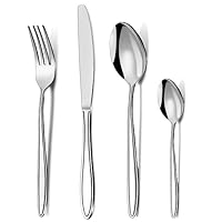 Cutlery Set - Pleafind 16-Piece Stainless Steel Cutlery Set - Spoon Knife and Fork Sets for 4 People, Mirror Polished and Dishwasher Safe, for Kitchen Restaurant