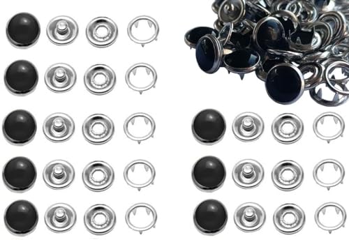 Boutons pression en perles noirs de 12 mm au fini nacré élégant