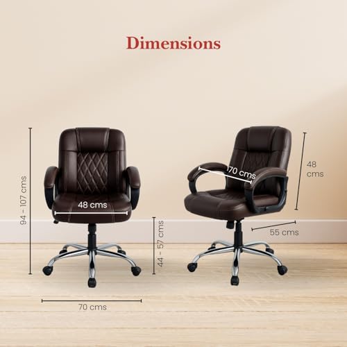 Image of activa Ergonomic Office Chair with Premium Leatherette & Padded Seat | Adjustable Height | Desk Chair for Work /Study | Chairs for Workstations (Galaxy, Coffee)