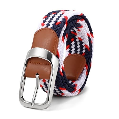 Image of JASGOOD Stretch Belt for Men, Men Women Elastic Woven Braided Belt 1 3 /8 Casual Belt Golf Belt for Jeans Pants