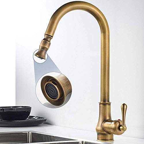 Mitigeur de cuisine rétro antique avec bec extractible pivotant