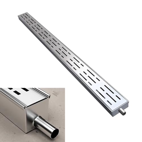 KLGFBDC Stainless Steel Channel Drain Kit with End Outlet, Custom Trench Drainage System for Driveway, Floor Water Diverter Trough Gutter