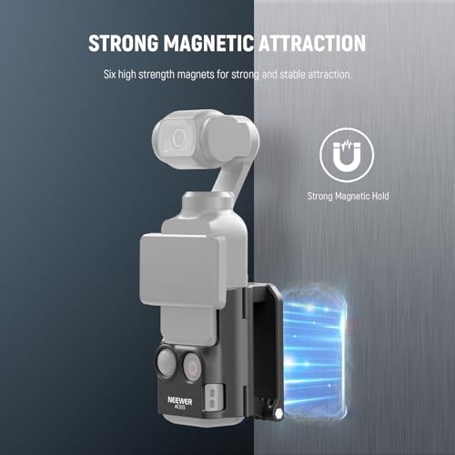 Image of NEEWER Basics Magnetic Mount Stand Compatible with DJI Osmo Pocket 3 & Creator Combo, Multifunctional Accessories Expansion Adapter Bracket, 180 Tilt Plastic Camera Holder with Cleaning Cloth, AC015