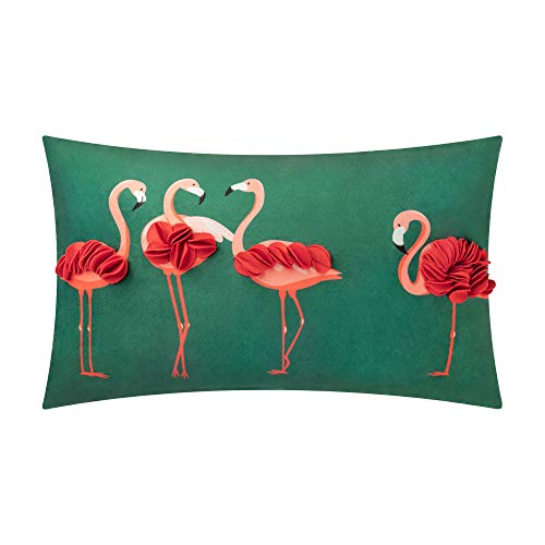 KINGROSE Stereo Flamingo Decorative Throw Pillow Cover 3D Feather Pillowcase Rectangular Cushion Cover for Bed Living Room Sofa Chair Home Decor 12 x 20 Inches